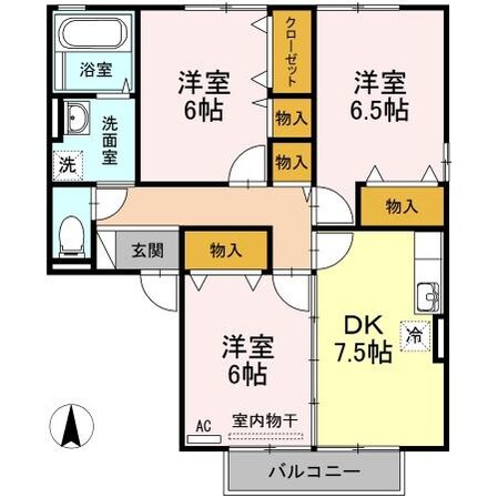 ブルーモンターニュⅢ棟の物件間取画像